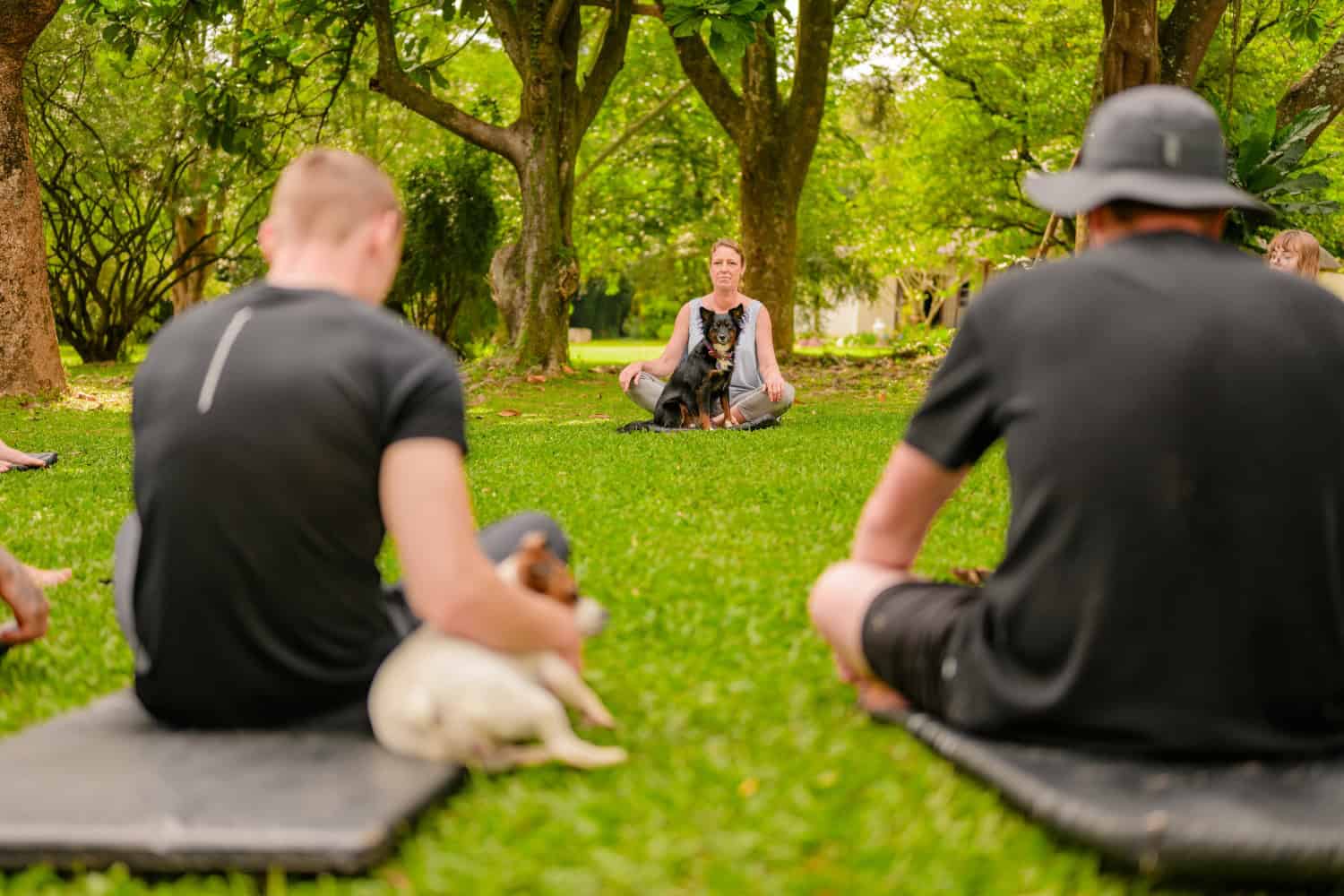 Group yoga session outdoors